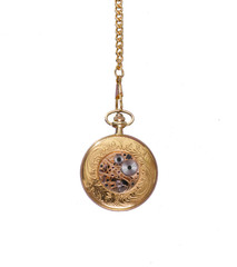 vintage pocket watch isolated against white background