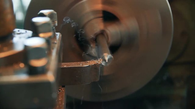 old lathe in operation