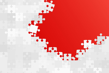 Red Background Puzzle. Jigsaw Puzzle Banner.