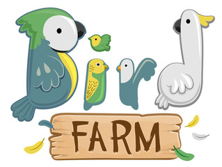 Bird Farm Text Design Illustration