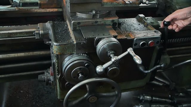 old lathe in operation