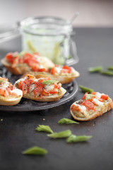 Bruschetta with spruce sprout pesto