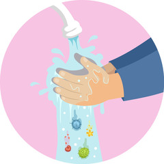 Hands Kid Wash Germs Illustration