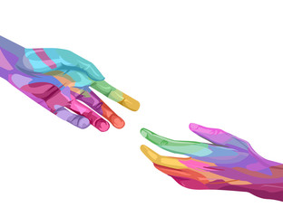 Hands Colorful Reach Illustration