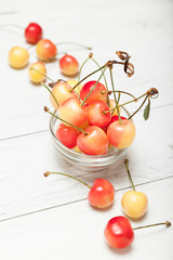 Obraz na płótnie Canvas Yellow agriculture antioxidant cherry, berry background.