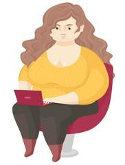 Girl Fat Positivity Laptop Illustration