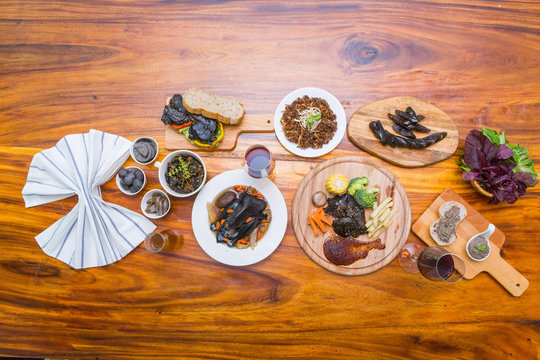 many food on table dinner