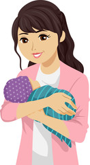 Teen Girl Young Mother Baby Illustration
