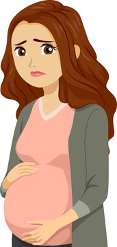 recommend clip art: Teen Girl Young Pregnant Sad Illustration