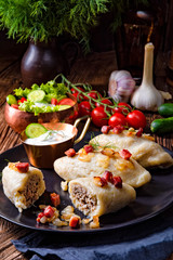 Rustic Cepelinai, a specialty Lithuanian and Polish cuisine.