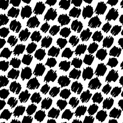 Abstract monochrome hand drawn ink black and white seamless pattern. Brush doodle vector repeated illustration for paper, textile, greeting card, print design.