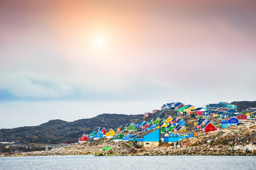 Colorful houses in Aasiaat village, Greenland © smallredgirl