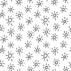 Abstract monochrome hand drawn ink black and white seamless pattern. Brush doodle vector repeated illustration for paper, textile, greeting card, print design.