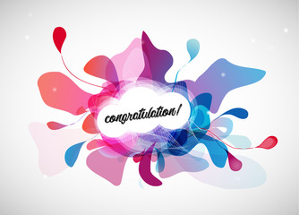 Fototapeta premium Abstract colored flower background with congratulation text.