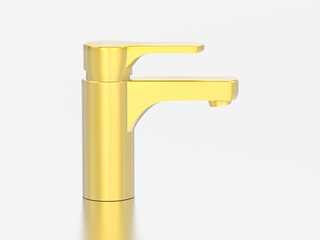 3D illustration yellow gold faucet