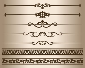 Decorative elements. Design elements - decorative line dividers and ornaments. Vector illustration.
