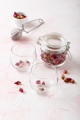Tea from dried rose buds