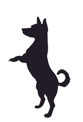 dog asking for food, silhouette, vector