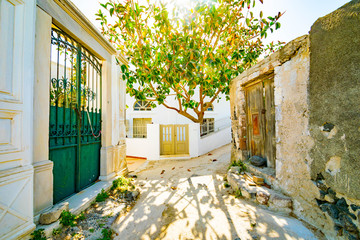 Ruelles de Kontochori, ville de Fira, île de Santorin, Cyclades, Grèce