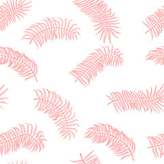 Fototapeta na wymiar Seamless tropical pattern. Palm leaves on the white background