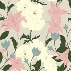 Abstract elegance pattern with floral background.