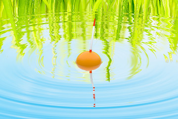 3D illustration of the fishing bobber on a water surface