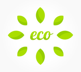 Green eco leaves symbol