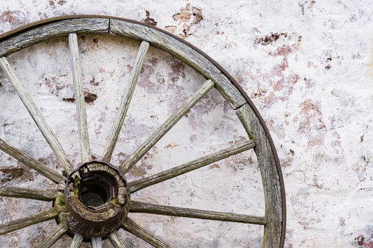 Old Wooden Wagon Wheel