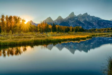 Fototapete Teton Range Schwabacher& 39 s Landing Sunset