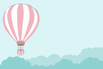 Fototapeta premium Pink balloon on bright blue sky background - Balloon artwork for International balloon festival - illustration