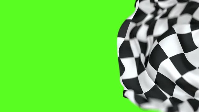 Checkered race flag 60 fps 3D animation with alpha matte, shallow depth of field