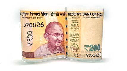 Indian paper currency of 200 rupees