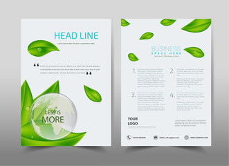 Green ecology design on background.Brochure template layout,cover design,annual report,magazine,leaflet,presentation background,flyer design.and booklet in A4 with Vector Illustration.