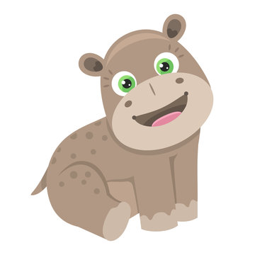 Hippo character on white background