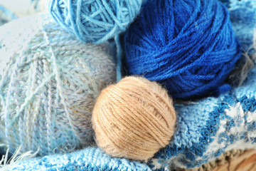 Balls of knitting yarn, closeup