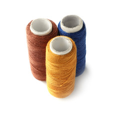 Color threads on white background