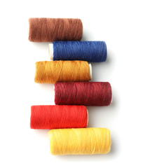 Color threads on white background