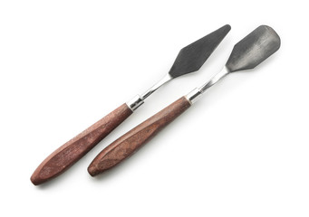 Palette knives on white background