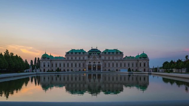 Time Lapse video of Belvedere Museum at sunset in Vienna, Austria timelapse 4K