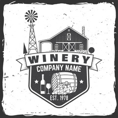 Winery company badge, sign or label. Vector illustration.