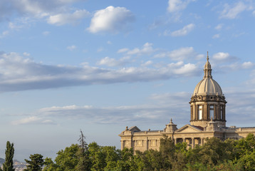 Fototapeta na wymiar Historic monument, dome of national palace, palau nacional, hosts museum mnac, park Montjuic,Barcelona,Spain.