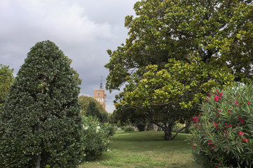 Garden in Park of Ciutadella in Barcelona,Spain.