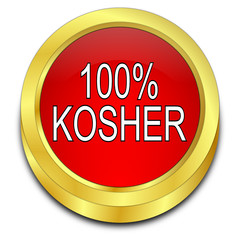 100% Kosher Button - 3D illustration