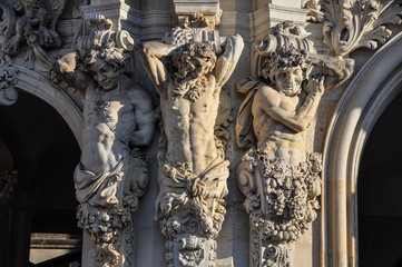 dresden, zwinger, baroque, drezno, sculpture, baroque sculpture, baroque palace, Dresdner Zwinger, Baroque style, Baroque architecture, Gemäldegalerie Alte Meister, Old Masters Picture Gallery - obrazy, fototapety, plakaty