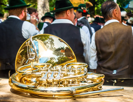 part of a typical bavarian brass instrument