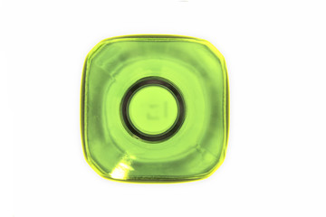 top view of a bottle on white background