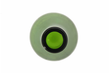 top view of a bottle on white background