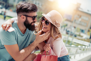 Loving couple shopping