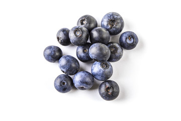 Blueberries on White Background Top View