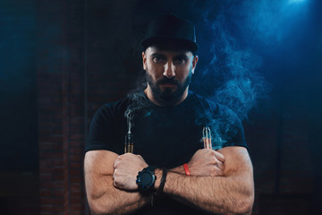 Man vaping an electronic cigarette